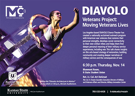 DIAVOLO Veterans Project: Moving Veterans Lives -- McCain Conversations postcard